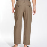 DUNE | classic straight ankle-length linen pant | coffee
