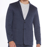 DELANCEY | pin dot two button knit blazer | navy