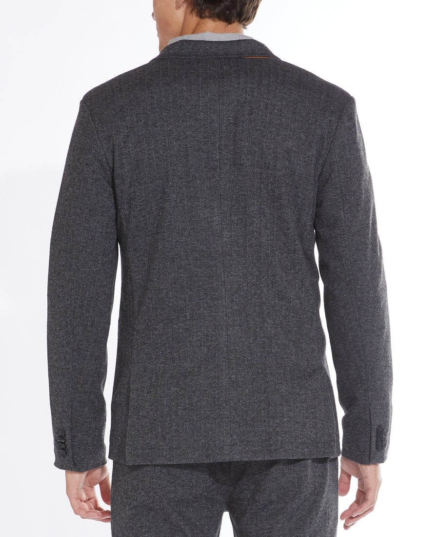Gustave Herringbone Knit Blazer (Charcoal/Gray)