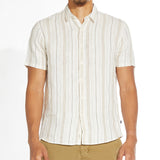 CALICO | striped short sleeve shirt | white/khaki