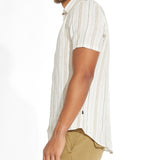 CALICO | striped short sleeve shirt | white/khaki