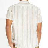 CALICO | striped short sleeve shirt | white/khaki