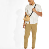 CALICO | striped short sleeve shirt | white/khaki