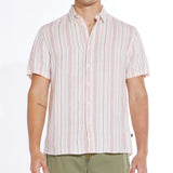 CALICO | striped short sleeve shirt | white/rust