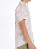 CALICO | striped short sleeve shirt | white/rust