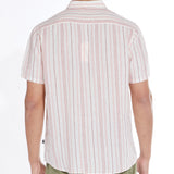 CALICO | striped short sleeve shirt | white/rust