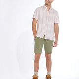 CALICO | striped short sleeve shirt | white/rust