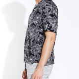 HIBISCUS | printed resort shirt | black