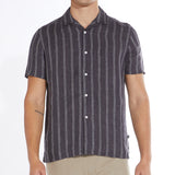 SUEZ | striped resort shirt | black