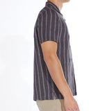 SUEZ | striped resort shirt | black