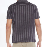 SUEZ | striped resort shirt | black
