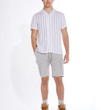 SUEZ | striped resort shirt | white