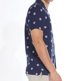 BARTLETT | polka dot resort shirt | navy