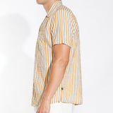 BARNUM |striped seersucker resort shirt | mustard