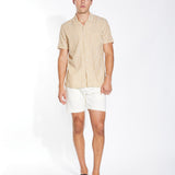 BARNUM |striped seersucker resort shirt | mustard
