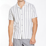 VASTO | striped resort shirt | white/black
