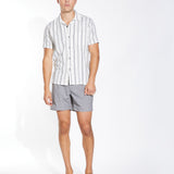 VASTO | striped resort shirt | white/black