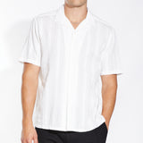 EMILIO | relaxed fit stripe jacquard resort shirt | white