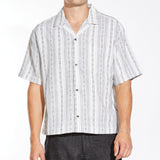 TABUK | boxy crop fit striped resort shirt | white