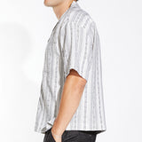 TABUK | boxy crop fit striped resort shirt | white