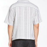 TABUK | boxy crop fit striped resort shirt | white