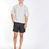TABUK | boxy crop fit striped resort shirt | white