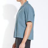 MATTIA | boxy crop fit resort shirt | dusty blue