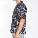 CURSON | relaxed fit printed resort shirt | black