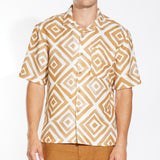 MISSION | relaxed fit printed resort shirt | sudan brown