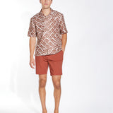 ALISO | relaxed fit printed resort shirt | rust