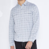 ARTHUR | windowpane check knit shirt | heather gray