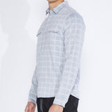 ARTHUR | windowpane check knit shirt | heather gray
