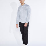 ARTHUR | windowpane check knit shirt | heather gray