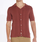 BECKETT | sweater knit resort shirt | rust
