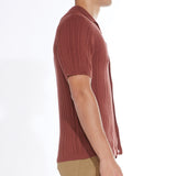 BECKETT | sweater knit resort shirt | rust