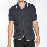 NISA | sweater knit resort shirt | heather dark charcoal