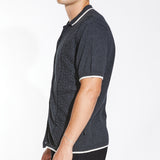 NISA | sweater knit resort shirt | heather dark charcoal