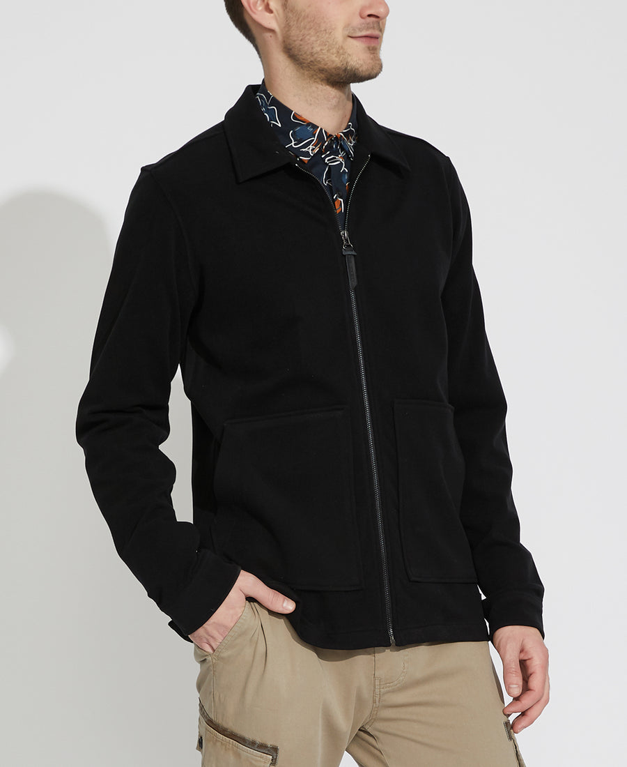 Baldock Marled Knit Shirt Jacket(Black)