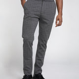 BROOKLYN | slim fit glen plaid knit pant | charcoal/gray