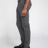 BROOKLYN | slim fit glen plaid knit pant | charcoal/gray