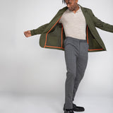BROOKLYN | slim fit glen plaid knit pant | charcoal/gray