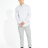GANO | slim fit piqué knit pant | heather gray