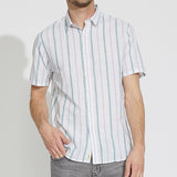 IVY | striped woven shirt | white/green