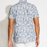 WHITTIER | printed linen woven shirt | dark slate