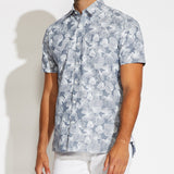 WHITTIER | printed linen woven shirt | dark slate