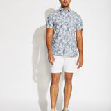 WHITTIER | printed linen woven shirt | dark slate