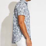WHITTIER | printed linen woven shirt | dark slate