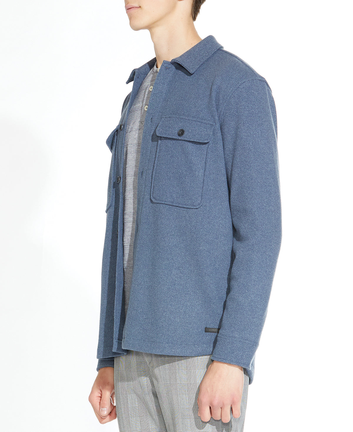 Durbin Relaxed Knit Shirt Jacket (Heather Blue)