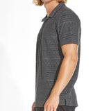 MARION | towel terry resort polo | heather dark charcoal