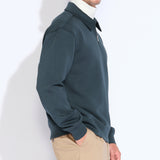 DERRY | relaxed fit polo sweatshirt | dark slate
